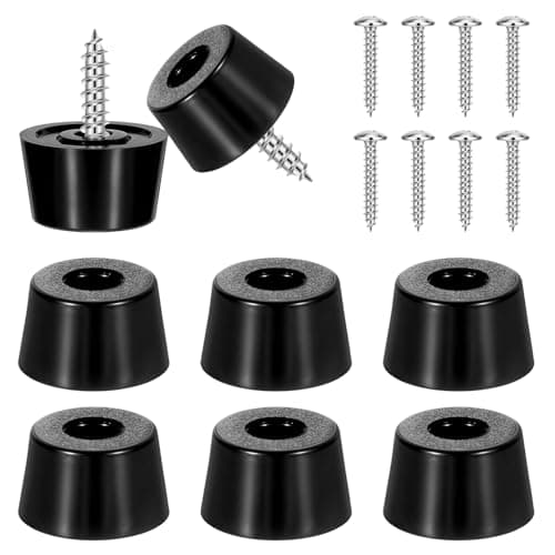 Image of Rubber Feet, 8 Pcs Non-Slip Soft Cutting Board Feet Pads Kit with Built-in Stainless Steel Washer and Screws for Furniture Appliances Rubber Bumpers, Black