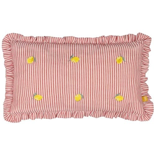 Image of furn. Les Fruites Embroidered Ruffle Cushion Cover - Lemons - 30x50cm