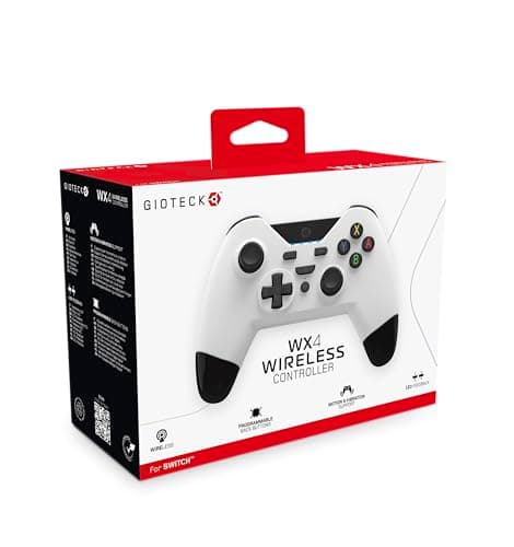 Image of Gioteck WX4 Wireless Controller for Nintendo Switch - White with Programmable Back Buttons - Bluetooth Compatible…