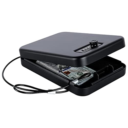 Image of Dalmbox Portable Gun Safe for Pistols with Combination Lock Handgun Lock Box for Nightstand, Travel, Home, Car, Truck (9.4"X 6.4" X 1.8")