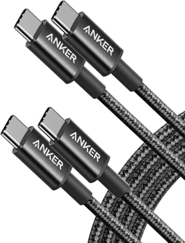 Image of Anker USB C to USB C Charger Cable, New Nylon (6 ft/1.8m, 2-Pack), 60W (3A) for iPhone 17/16/15, iPad Pro, Samsung Galaxy, MacBook Pro,and More