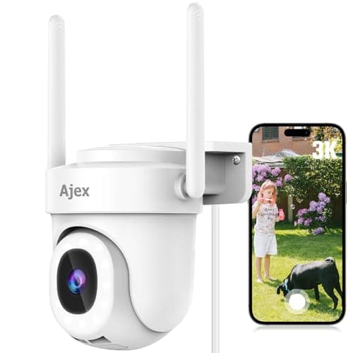 Image of Ajex 3K/5MP Security Camera Outdoor with 300Lm Floodlight for Color Night Vision, 2.4G&5G Wifi CCTV Camera Outdoor,PTZ Wifi Security Camera with 2-Way Audio,Auto Track,IP66 Waterproof,Work with Alexa
