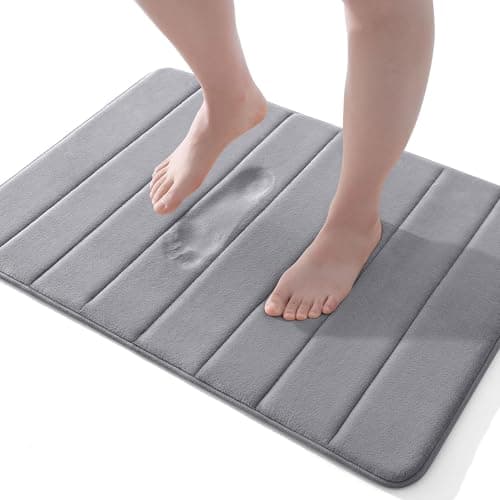 Image of smiry Memory Foam Bath Mat, 40 x 60 cm, Extra Soft Non-Slip, Super Absorbent Bath Mats for Bathroom Floor, Machine-Washable Dry Bath Rug Foot Mat, Dark Grey