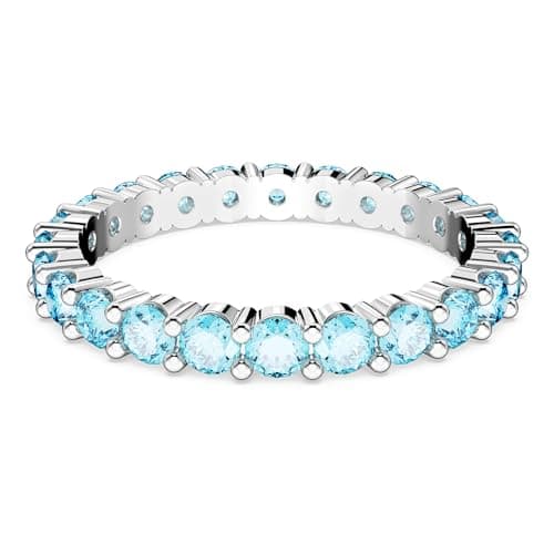 Image of Swarovski Matrix ring, Round cut, Blue, Rhodium plated, 55