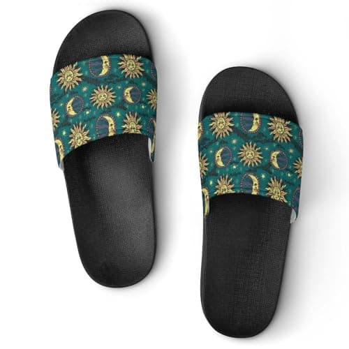 Image of Qjjinxior Non-Slip Slippers, Sun And Moon Sliders for Men And Women, Shower Slides