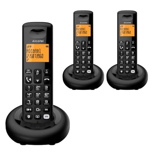 Image of ALCATEL E260 SVoice Trio- DECT Cordless Phone with Answering Machine - Compact Design - Large Backlit Display - Handsfree - Unwanted Call Blocking - Black