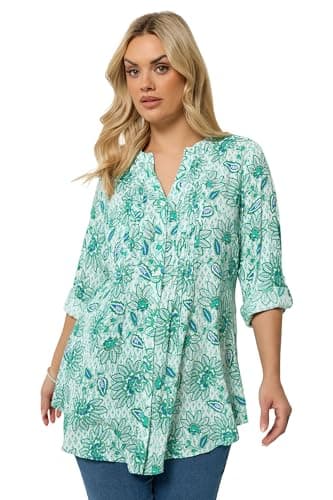 Image of Yours Curve Paisley Pintuck Blouse - Women's - Plus Size Curve Green