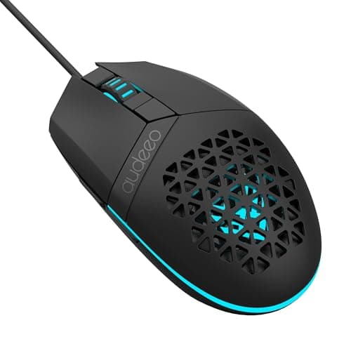 Image of Audeeo Light-Up Wired Gaming Mouse - RGB Breathing Effect - Precision Optical Sensor - Ergonomic Honeycomb Shell - USB Wired Gaming Mouse (Black)