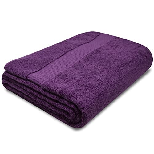 Image of Towelogy® Quick Dry Large Bath Towels Set Egyptian Cotton Ring Spun Premium Hotel Quality Super Absorbent Bathroom Towel 70x125cm (Purple Aubergine, 1)