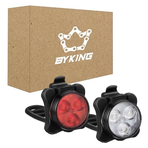 Image of BYKING Bike Lights Front And Back, TYPE-C Rechargeable LED Bicycle Lights set For Cycling, Bicycle Front And Rear Lights, 4 Light Modes For Helmet, E-bike, Mtb, Scooter, Mountain Bike and Kids Bike...