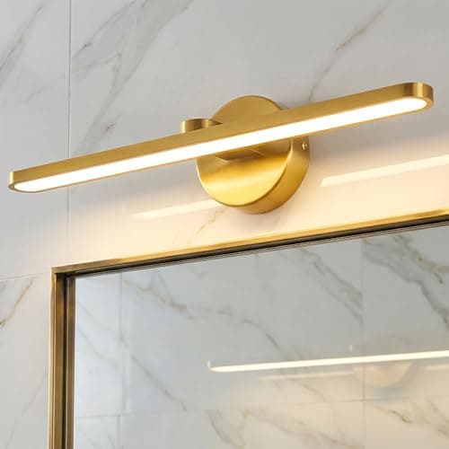 Image of OSYNNIQ Bathroom Over Mirror Light, 12W 3000K Warm LED Light Mirror Lamp IP44 Shaving& Make Up Light Above Bathrooms Picture Lights for Living Room Brass(40cm)