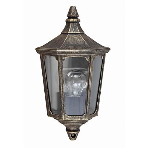 Image of Outdoor IP44-1 Bulb Half Lantern Wall Light - Sconce - Black/Gold - LED E27 60W Bulb - Outside - External - Exterior