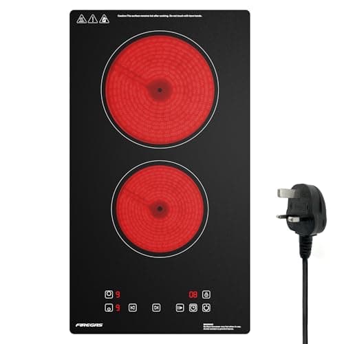 Image of FIREGAS 2 Burner Ceramic Hob, 2850W Plug-in Electric Hob, 9 Power Levels, Timer & Child Lock, Residual Heat Indicator, Slim Design, UK Plug Included
