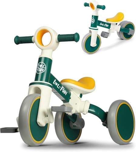 Image of LOL-FUN Kids Tricycle Age 1-3 Year Old, Toddler Balance Bike for 2 Years Old, 4 in 1 Kids Trike for Boys Girls Gift Present, 3 Wheel Baby Bicycle with Removable Pedal