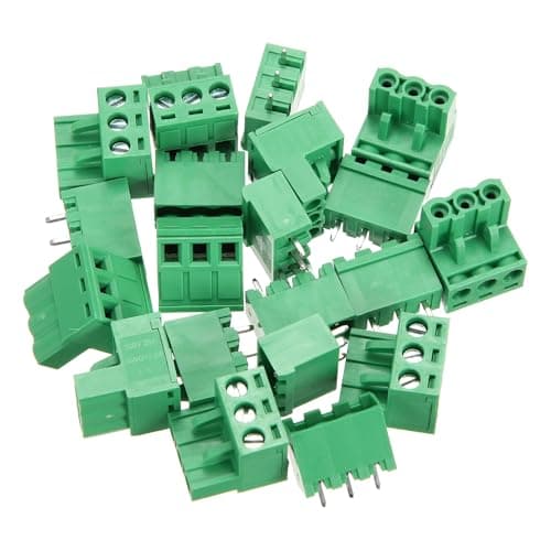Image of sourcing map 10 Pcs 3 Pin 5.08mm Pitch PCB Mount Screw Terminal Block Connector Plug Socket Panel Mount Pluggable Type Connector 300V 20A for 24-12AWG Cable