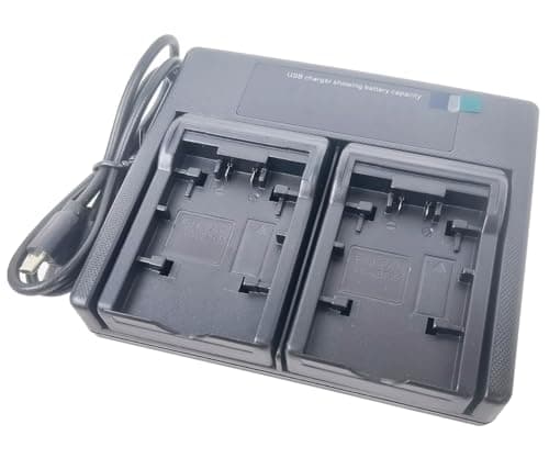 Image of USB Dual Battery Charger for Panasonic VW-VBT190 VW-VBT380 VW-VBY100E VW-VBK180 VW-VBK360 VW-BC10E VW-VBL090 HC-V110 V160 V180 V210 V250 V520 V550 V720 V750 V770 Camera