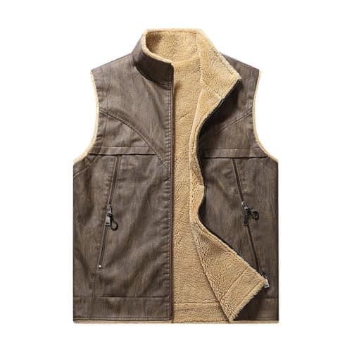 Image of WWricotta Mens Full Sheepskin Leather Gilet/Body Warmer. Sizes 38" - 48"