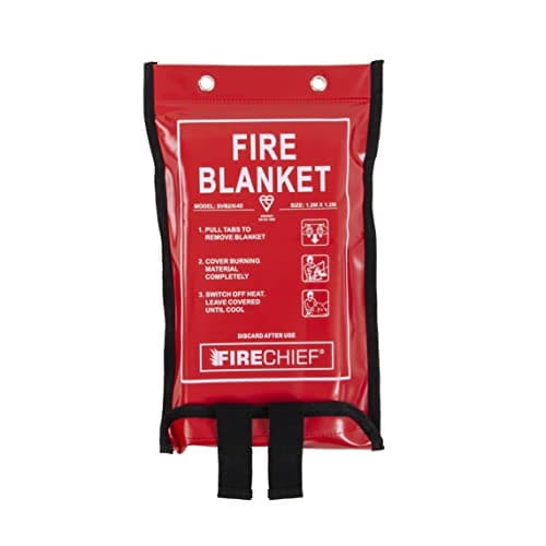 Image of Firechief Kitemarked Fire Blanket 1.2m x 1.2m, Soft Case, Red - Medium Emergency Fire Blanket For Home, Kitchen, Garage - Kitemark Certified to BS EN 1869 - SVB2/K40 Model
