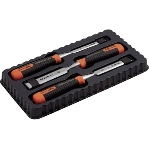 Image of Bahco 434-S3-Eur B/E Chisel set (3), Silver/Black/Orange