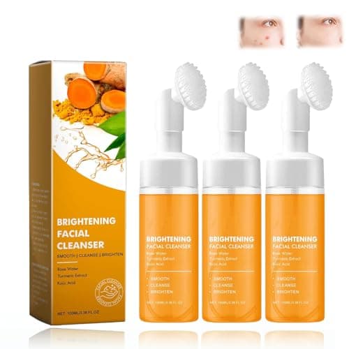 Image of Turmeric Facial Cleanser, Kojic Acid Turmeric Foaming Cleanser, Brightening Foaming Face Wash, Turmeric Face Wash Gently Exfoliates Deep Clean, for All Skin Types (3PCS)