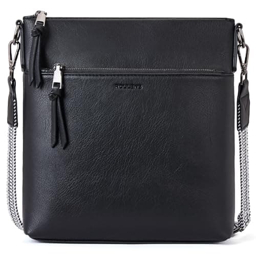 Image of Roulens Trendy Crossbody Bag for Women,Lightweight Medium Crossbody Purse Soft Leather Women's Shoulder Handbags with Adjustable Wide Strap