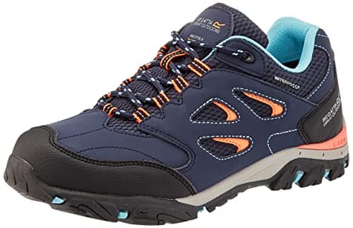Image of Regatta Childrens/Kids Holcombe Low Junior Hiking Boots (10 UK Child) (Navy/Fiery Coral)