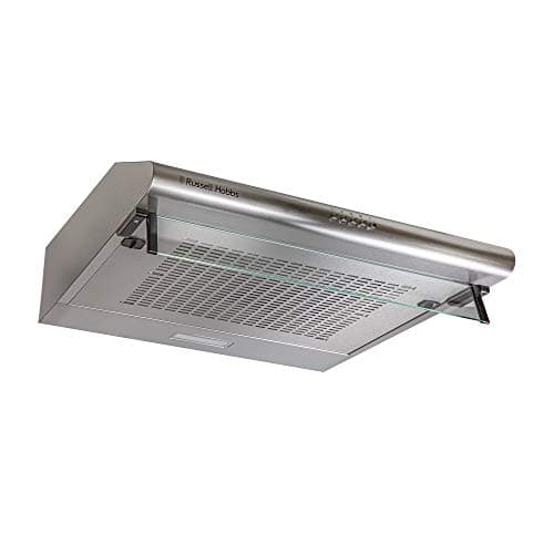 Image of Russell Hobbs 60cm Wide Visor Cooker Hood in Stainless Steel, 3 Speed Settings, Washable Filters, LED Lights, Low Noise, Extraction and Recirculation, Premium Push Button Controls, RHVSRCH602SS -M