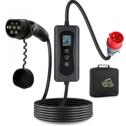 Image of Portable Type 2 Charging Cable 5 PIN CEE 16A 11KW 3 Phases Timing Delay Funtion 1-12Hs Model 2 Adjustable Current 8A/10A/13A/16A, IP65 Max Waterproof level EV Home Ev Charger Type 2
