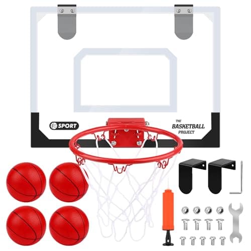 Image of Dreamon Mini Basketball Hoop for Kids | Wall Mounted Basketball Hoop Includes Basketball and Net | Indoor Outdoor Sport Games for Boys Girls