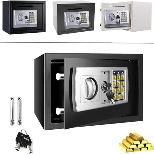 Image of 8.5L Digital Cash Safe, High Security Solid Steel Home Digital Safe Electronic Digital Cash Safe Box with Code & Key for Storing Valuable Objects at Home or Office, Black 31x20x20cm