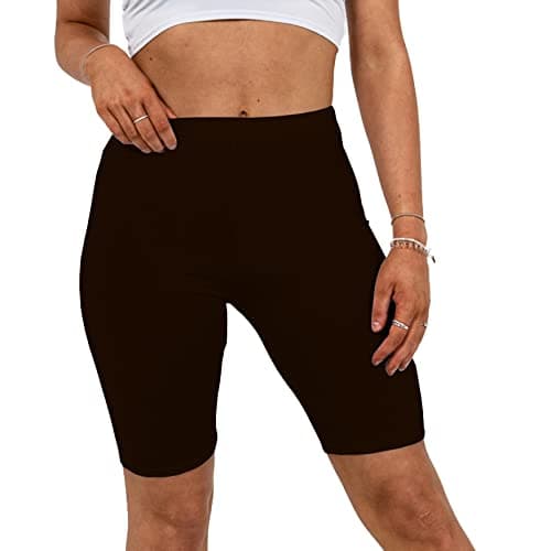 Image of Missloved Ladies Womens Cycling Dancing Gym 1/2 Leggings Active Casual Shorts (Chocolate Brown, 16-18)