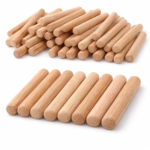 Image of 50 Pcs Wooden Dowels 6mm x 50mm Wood Dowel Pins, Fluted Round Dowels for Furniture Repair Cabinet Drawer Joinery Carpentry Woodwork DIY Craft Natural