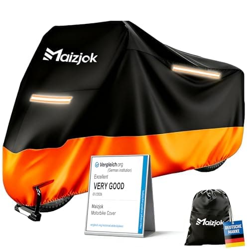 Image of Maizjok® Motorbike Cover Waterproof Outdoor, Motorcycle Cover Heavy Duty 210D Rain UV Dust Indoor, All Weather Covering for Scooter Moped Street/Off Road/Scrambler Motorbike (96.5 x 41.3 x 49.2 in)