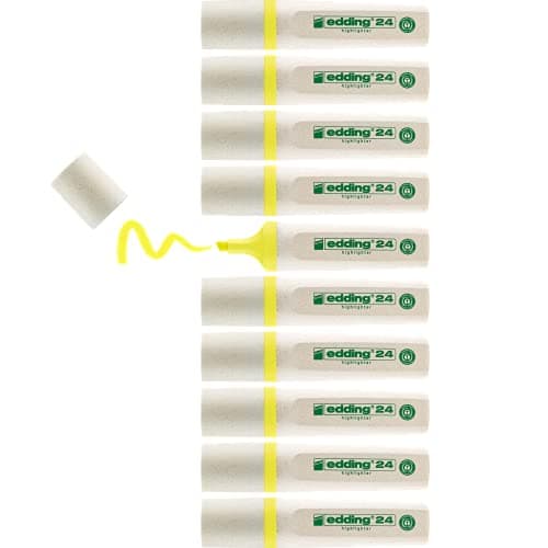 Image of edding 24 EcoLine Highlighter Chisel Tip Pack of 10 - Yellow