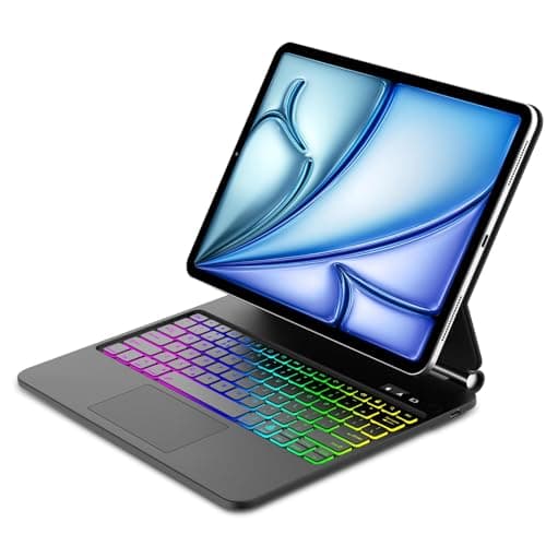 Image of Magic Keyboard for iPad Air 13 Inch (M3 2025, M2 2024) and iPad Pro 12.9 Inch (6th/5th/4th/3rd Gen), Slim Magnetic Floating Stand and Multi-Touch Trackpad, UK Layout Keyboard Case with Backlit, Black