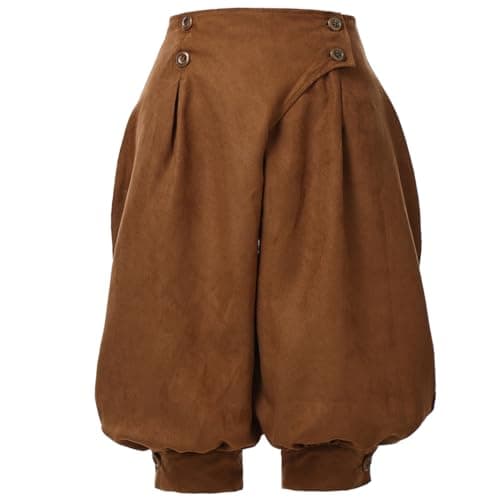 Image of GRACEART Women's Renaissance Pants Men's Medieval Vintage Knickers Pirate Trousers High Waist Bloomer Shorts Brown