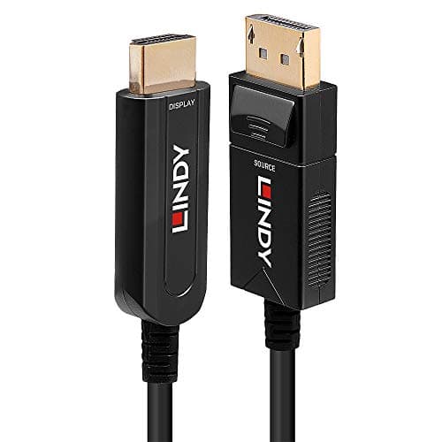 Image of LINDY 10m Fibre Optic Hybrid DisplayPort 1.2 to HDMI 18G Cable