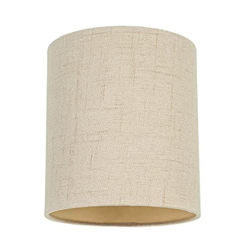Image of Contemporary and Sleek Taupe Linen Fabric Small Cylindrical Lamp Shade 60w Maximum | 16cm Width | for Table Lamp, Wall or Pendant Light Fitting | Inner Satin Lining by Happy Homewares