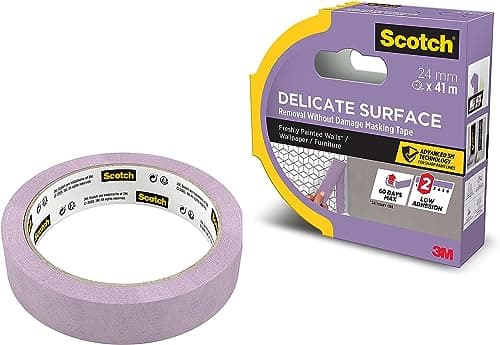 Image of ScotchBlue Delicate Surface Advanced Masking Tape (24mm x 41m), Low Tack Painter’s Tape for Clean Sharp Paint Lines, Indoor Painting and Decorating, for Wallpaper and Furniture, 100% PEFC