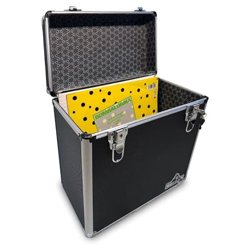 Image of Gorilla LP50 12" Vinyl Record Storage Box Case (Black) with Free Cleaning Cloth
