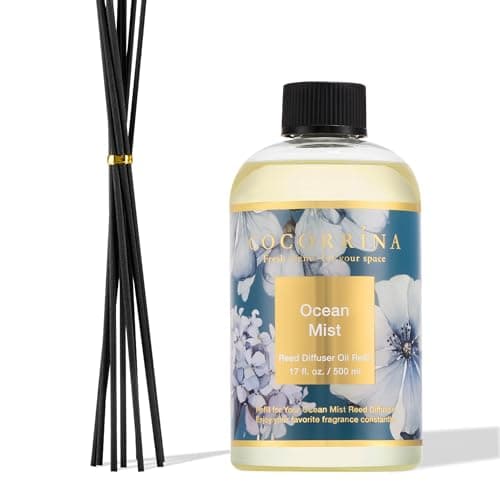 Image of COCORRÍNA Reed Diffuser Refill with 8 Sticks, Ocean Mist 500ml Scented Oil Refill for Reed Diffuser Home Fragrance for Bedroom, Bathroom Office Home Décor