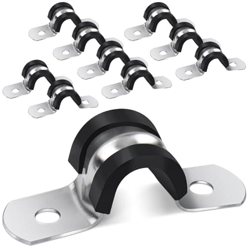 Image of Jeboler Pipe Strap Clamp Ø 10 mm, 10Pcs Saddle Clips mit Cushioned, 304 Stainless Steel U Clips Rigid Conduits Clip, 2 Holes U Shaped Brackets Insulated Tube Clamp for Pipe Fixing