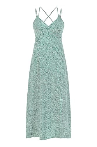 Image of Mela London Mela Green Ditsy Print Midi Dress with Side Split 16 Green