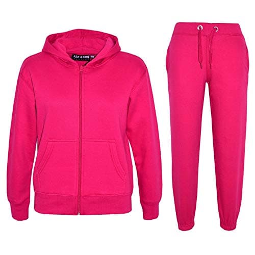 Image of A2Z 4 Kids Girls Boys Tracksuit Plain Camouflage Fleece Hooded - T.S Plain Pink 2-3.