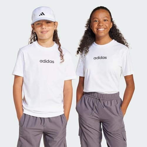 Image of adidas Unisex Kids Essentials Linear Logo T-Shirt, White/Black, 11-12 Years