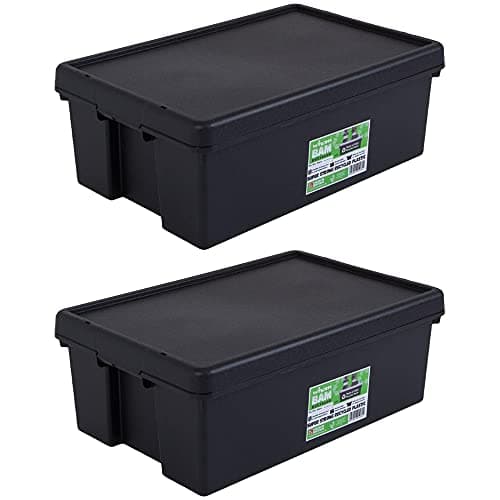 Image of Wham Bam 100% Recycled Super Strong Impact Resistant Black Re-Usable Storage Boxes With Lids 36 Litre 59.5 x 40 x 21.5cm (2 Boxes)