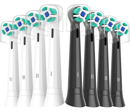 Image of Brush Heads Compatible with Oral B iO 2 3 4 5 6 7 8 9 10 Series Electric Toothbrushes, Soft Toothbrush Head Fits for iO Ultimate Radiant Gentle Series, 8Pcs White+Black