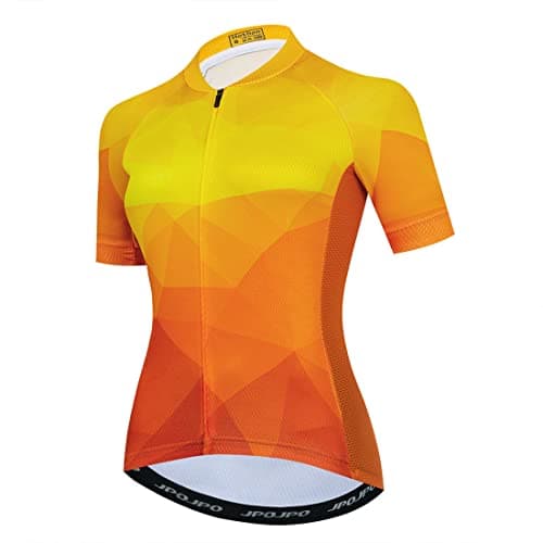 Image of YOUALSO Orange Mountain Bike Jersey Women Short Sleeve Womens Cycling Jersey Cycle Shirt Biking Top