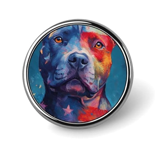 Image of Pit-bull Dog U.S. Flag Round Lapel Pin Button Brooch Pins Badge for Clothing Jewelry Accessories