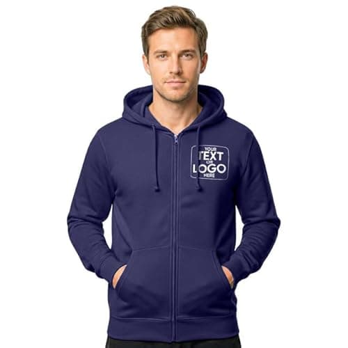 Image of Stars and Stripes Personlised Zip Up Hoodie - Custom Print Any Name Text Logo Zoodie - Workwear Company Business Uniform Multicolor Zipped Hoody (Large, Navy Blue)